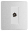 BG PCDBS60W Brushed Steel Evolve Co-Axial Socket Outlet - White Insert by British General (BG-PCDBS60W-Shopify-SA_1)