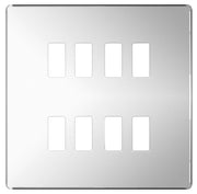 BG Nexus GFPC8 Grid Chrome SCREWLESS 8 Gang Front Plate by British General (BG-GFPC8-1)