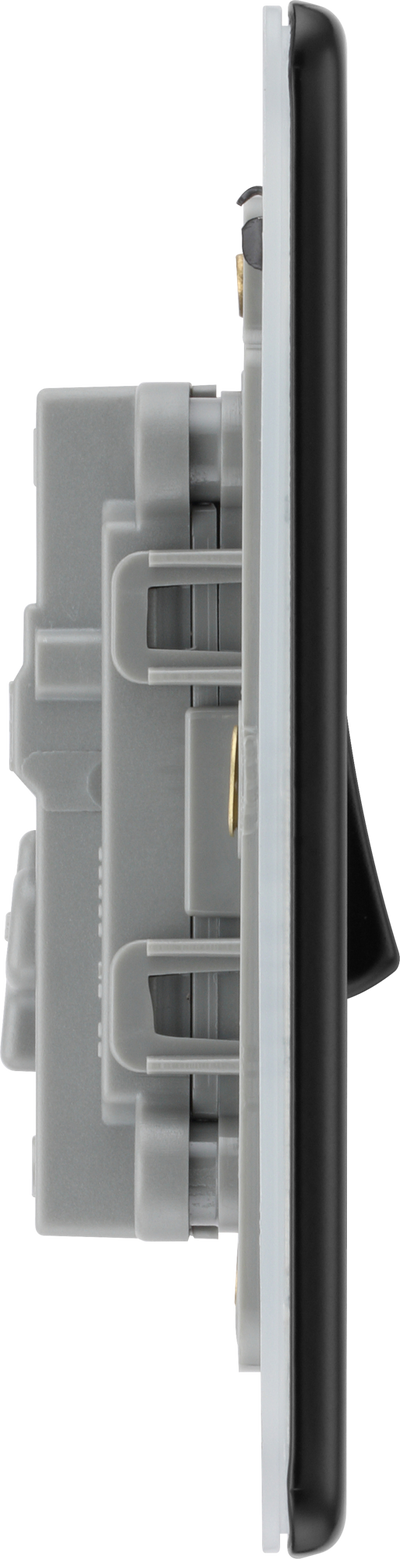 BG Nexus FFB13 Flatplate Screwless Matt Black Intermediate Light Switch 20 Amp by British General (BG-FFB13-1)
