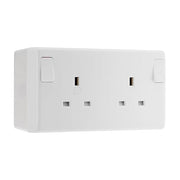 BG Electrical 13A SP Converter Switched Socket White & 50mm Pattress Back Box by British General (BG-822CON+878)
