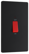 BG Evolve PCDMB72B Matt Black 45A 2 Pole LED Switch-Black Insert
