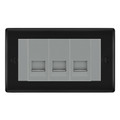 BG Nexus Matt Black 3 Gang Master Telephone Socket, Screw Terminal - Grey Insert