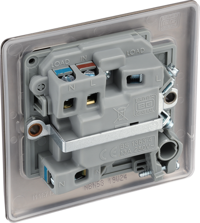 BG NBN53 Nexus Metal Black Nickel 13A Flex Output Neon Switched Fused Spur Unit