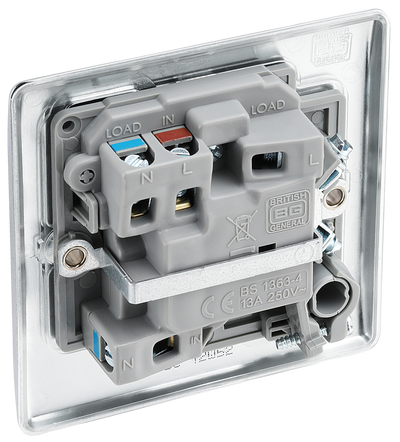 BG NPC53 Nexus Metal Polished Chrome 13A Flex Output Neon Switched Fused Spur Unit