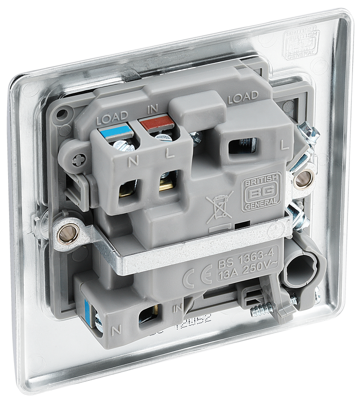 NPC53 Back - This 13A fused and switched connection unit with power indicator from British General o provides anuet from the mains containing the fuse ideal for spur circuits and hardwired appliances.