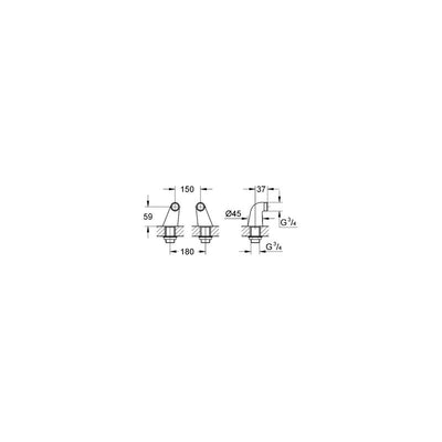 Grohe Pillar Unions for 33304.01 180mm Centre Pillar - 18121000 by Grohe (Grohe-18121000)