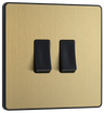 BG Evolve PCDSB42B Satin Brass 2 Gang 20A 16AX 2 Light Switch-Black Insert by British General (BG-PCDSB42B -Shopify-SA_1)
