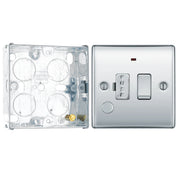 BG Nexus Metal Polished Chrome 13A Switched Spur + Neon + Cable Outlet NPC53 with 25mm Steel Back Box by British General (BG-NPC53+HGS02)
