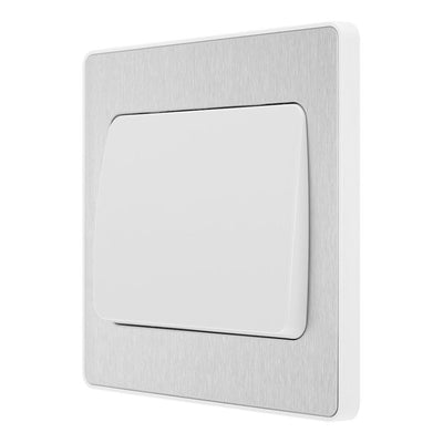 BG Evolve Brushed Steel 1G Wide Rocker Light Switch PCDBS12WW with 35mm Steel Back Box