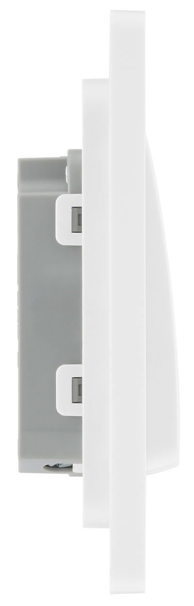 BG PCDCL12WW Pearlescent White Evolve 1 Gang 20A 16AX 2 Way Wide Rocker Light Switch - White Insert