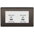 BG Black Nickel 4G Euro Plate with 45W USB A+C Charger Modules - White Insert