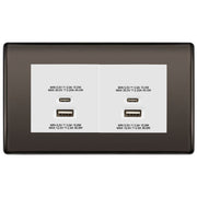BG Black Nickel 4G Euro Plate with 45W USB A+C Charger Modules - White Insert by British General (BG-NBNEMR4+EMUSBAC45W)