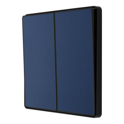 BG Evolve Matt Blue 2 Way Double Edge to Edge Rocker Switch PCDDB42EB with 25mm Steel Back Box