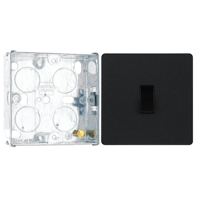 BG Evolve Matt Black 1 Gang 20A 16AX Intermediate Light Switch PCDMB13B with 25mm Steel Back Box