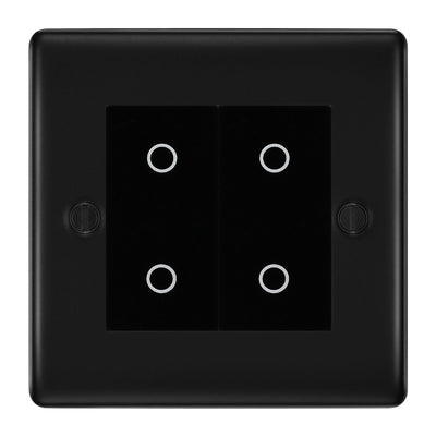 BG Nexus Matt Black Double Secondary Touch Dimmer Switch Black Inserts by British General (BG-EMTDSB+NFBEMS2)