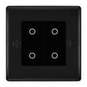 BG Nexus Matt Black Double Secondary Touch Dimmer Switch Black Inserts by British General (BG-EMTDSB+NFBEMS2)
