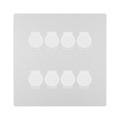BG Evolve Brushed Steel 8 Gang Trailing Edge LED Dimmer Light Switch 2 Way Custom Switch by British General (Evolve-BS-CUSTOM-8GANG-8xDIMMER-2WAY)