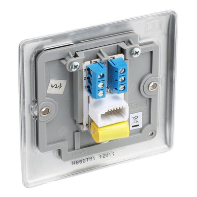 BG Nexus Brushed Steel Single Master Telephone Socket NBSBTM1 with 35mm Steel Back Box