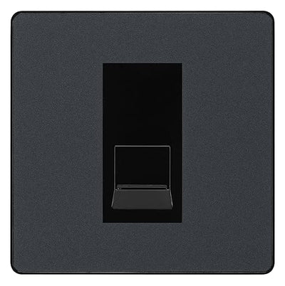 BG Evolve Matt Grey Single RJ11 Telephone Socket PCDMGRJ111 - Black Insert by British General (BG-PCDMGRJ111B)