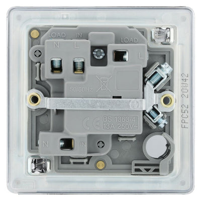 BG Screwless Polished Chrome 13A Switched Spur + Neon FPC52 with 35mm Steel Back Box