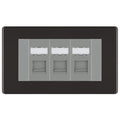 BG Screwless Black Nickel 3 Gang RJ45 Cat6 Data Socket Outlet Grey Inserts