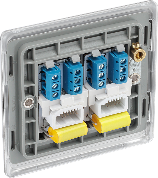 NBSBTM2 Back - This double master telephone socket from British General uses a screw terminal connection and should be used where your telephone line enters your property.