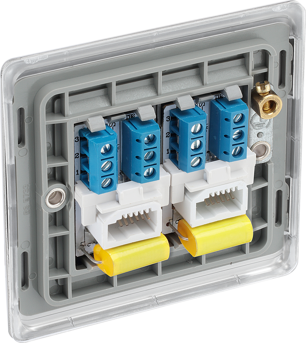 NBSBTM2 Back - This double master telephone socket from British General uses a screw terminal connection and should be used where your telephone line enters your property.