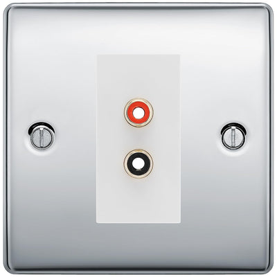 BG Nexus Polished Chrome Euro Module RCA X 2 Outlet NPCRCA2W