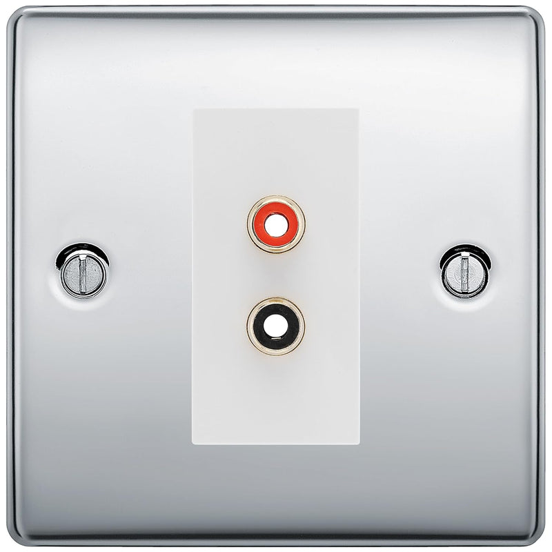 BG Nexus Polished Chrome Euro Module RCA X 2 Outlet NPCRCA2W