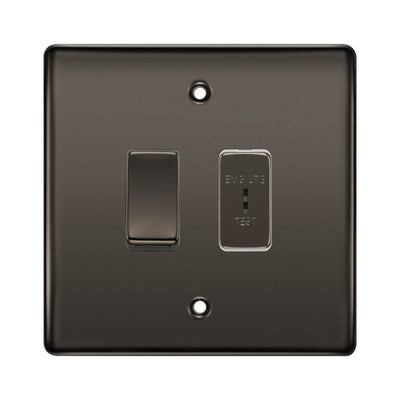 BG Black Nickel 2 Gang EMG LTG TEST Key Switch with 2 Way Single Pole Switch by British General (BG-Nexus-BN-2G-1x-EMG-LTG-1x-SP)