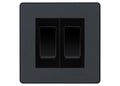 BG Electrical Evolve Matt Grey 2-Gang Light Switch 1x 2-Way + 1x Intermediate – Black Inserts