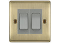 BG Nexus Antique Brass 2 Gang Intermediate Light Switch Custom Grid – Grey Insert