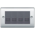 BG Nexus Polished Chrome 4 Gang IDC Secondary Telephone Socket - Grey Insert