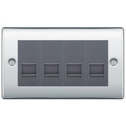 BG Nexus Polished Chrome 4 Gang IDC Secondary Telephone Socket - Grey Insert by British General (BG-NPCBTS4G)