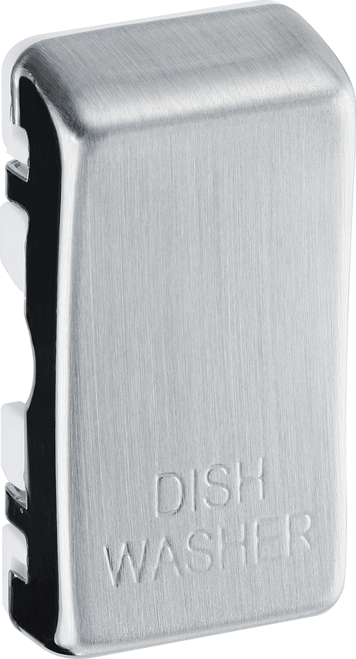 RRDWBS Side - This brushed steel finish rocker can be used to replace an existing switch rocker in the British General Grid range for easy identification of the device it operates and has 'DISH WASHER' embossed on it.