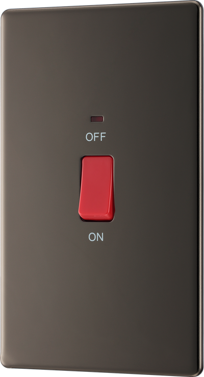 BG FBN72 Nexus Screwless Flat-Plate Cooker Switch Black Nickel Neon 2 Way 45A by British General (BG-FBN72)