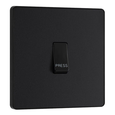 BG Evolve Matt Black 10AX 1 Way Press Switch PCDMB14B with 35mm Steel Back Box