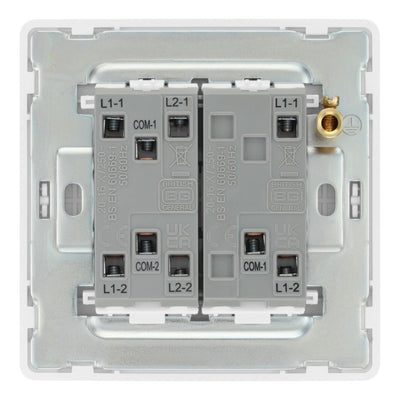 BG Evolve Brushed Steel 2 Way Triple Edge to Edge Rocker Switch PCDBS43EW with 35mm Steel Back Box