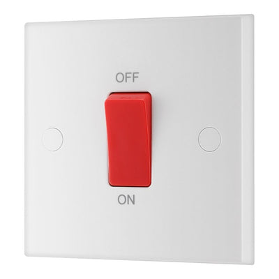 BG 975 Moulded Square Edge | White | 1 Gang 45A 2 Pole Cooker Switch by British General (BG-975)