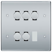 BG Polished Chrome 5 Gang Trailing Edge LED Dimmer Light Switch 2 Way Custom Switch by British General (NEXUS-PC-5G-CUSTOM-5xDIMMER-2Way)