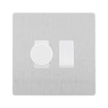 BG Evolve Brushed Steel 2 Gang Light Switch 1x Trailing Edge LED Dimmer 1x 2 Way Custom Switch