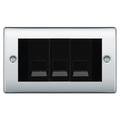 BG Nexus Polished Chrome 3 Gang Secondary Telephone Socket, Screw Terminal - Black Insert