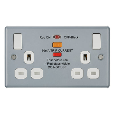 BG MC522ARCD Metal Clad 13A 2G SP Type A RCD Protection Switched Socket