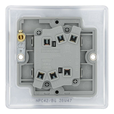BG Nexus Polished Chrome 20A 16AX 2 Way Double Light Switch NPC42 with 35mm Steel Back Box