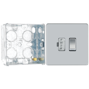 BG Screwless Polished Chrome 13A Switched Spur FPC50 with 35mm Steel Back Box