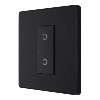 BG Evolve Matt Black Single Secondary Touch Dimmer Switch PCDMBTDS1B with 35mm Steel Back Box