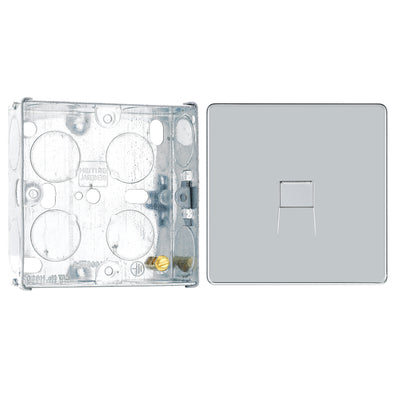 BG Screwless Polished Chrome 1 Gang Secondary Telephone Socket FPCBTS1 with 25mm Steel Back Box