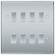 BG Polished Chrome 8 Gang Engraved Custom Labelled Appliance Grid Switch by British General (BG-POLISHED-CHROME-CUSTOM-8GANG-SWITCH)
