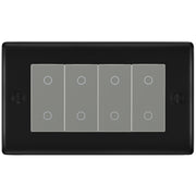 BG Nexus Matt Black Quad Secondary Touch Dimmer Switch Grey Inserts NFBTDS4G by British General (BG-NFBTDS4G)