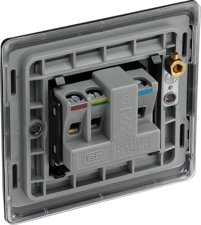 BG NFB23B Nexus Metal Matt Black 1G 13A Unswitched Socket Black Insert